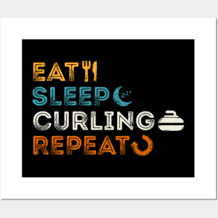 Eat Sleep Curling Repeat Posters and Art